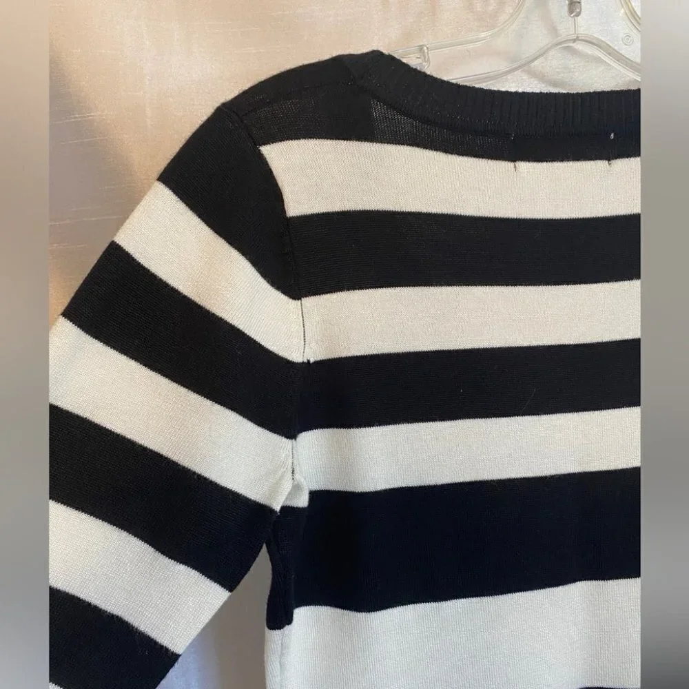 Pink Rose Black and White Striped Sweater  Dress Ladies L - Picture 10 of 12